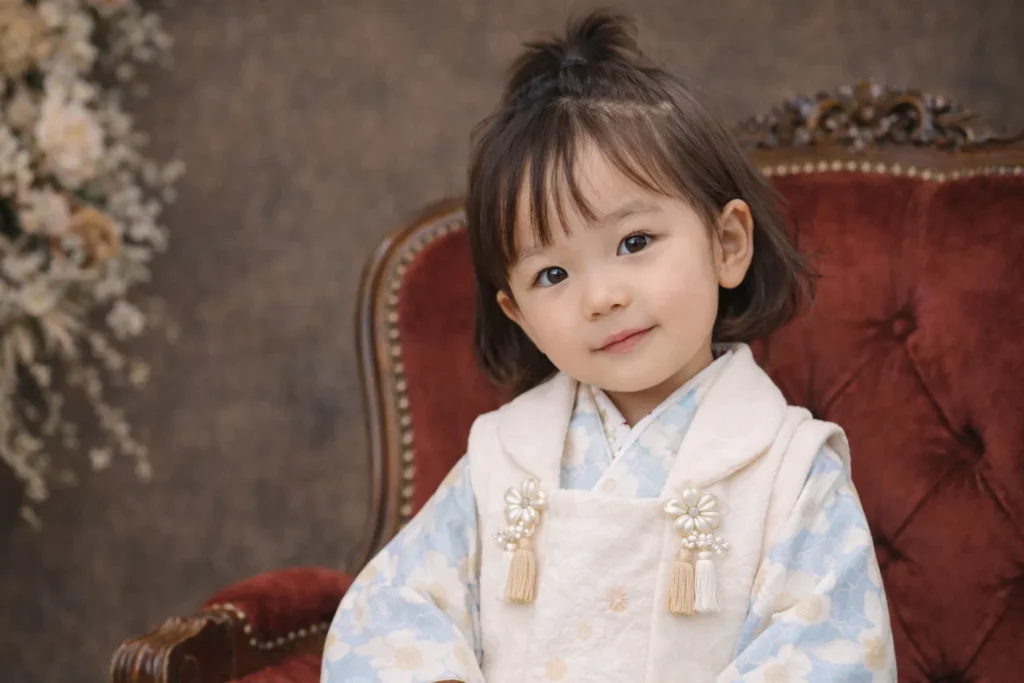 七五三 3歳 ボブ ハーフアップ