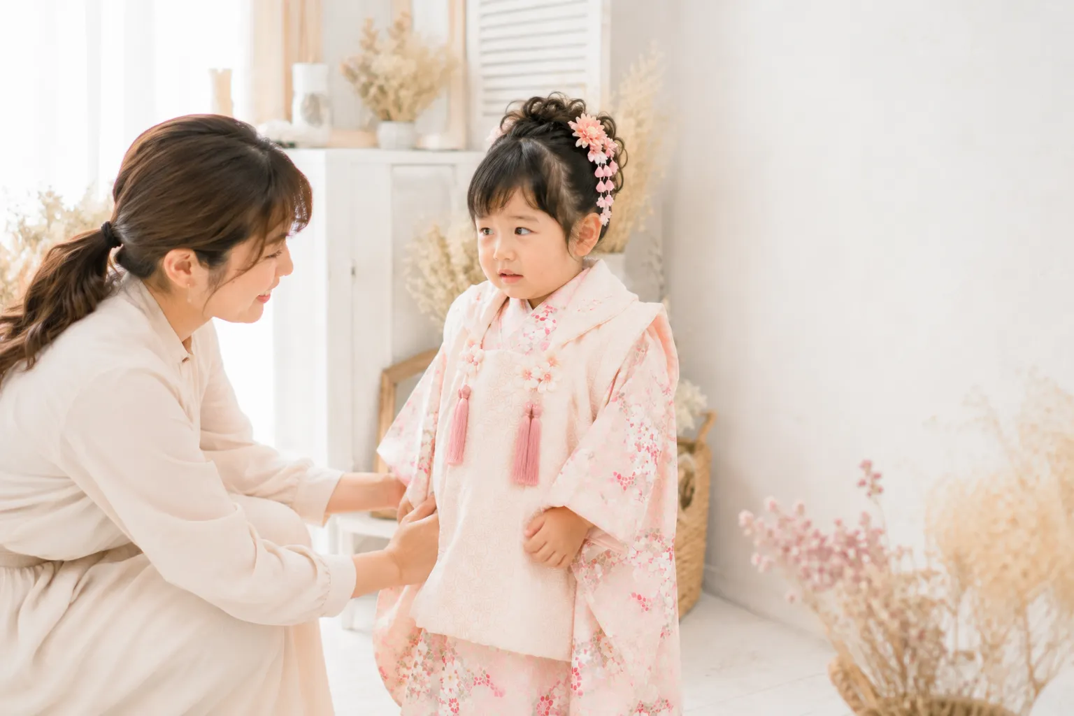 淡桃の恋詩 9点セット 着物　七五三　前撮り　3歳 七五三、着物を嫌がるのは普通？対処法は？3歳・5歳が笑顔で過ごせる