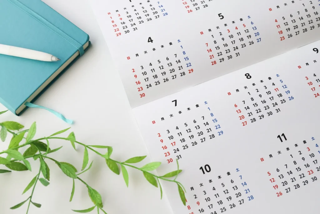 七五三のお祝い時期をイメージしたカレンダーの写真