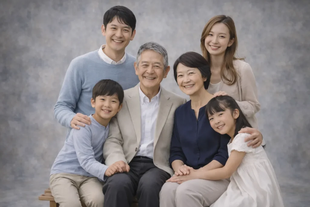 還暦の記念として撮影された家族写真の全体イメージ