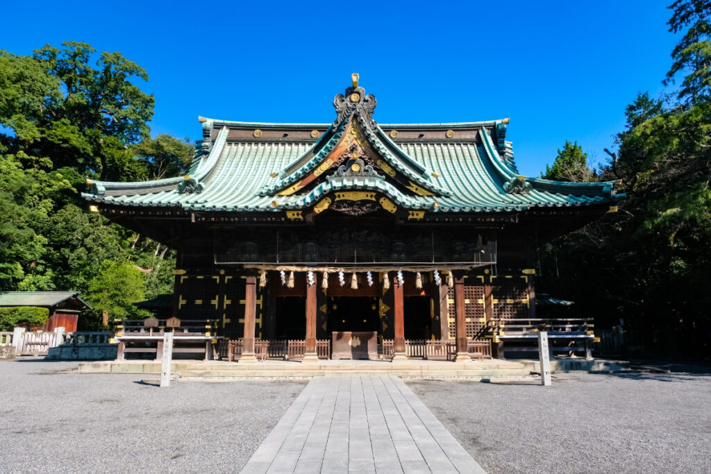 三嶋大社の本殿。七五三シーズンに人気の風景
