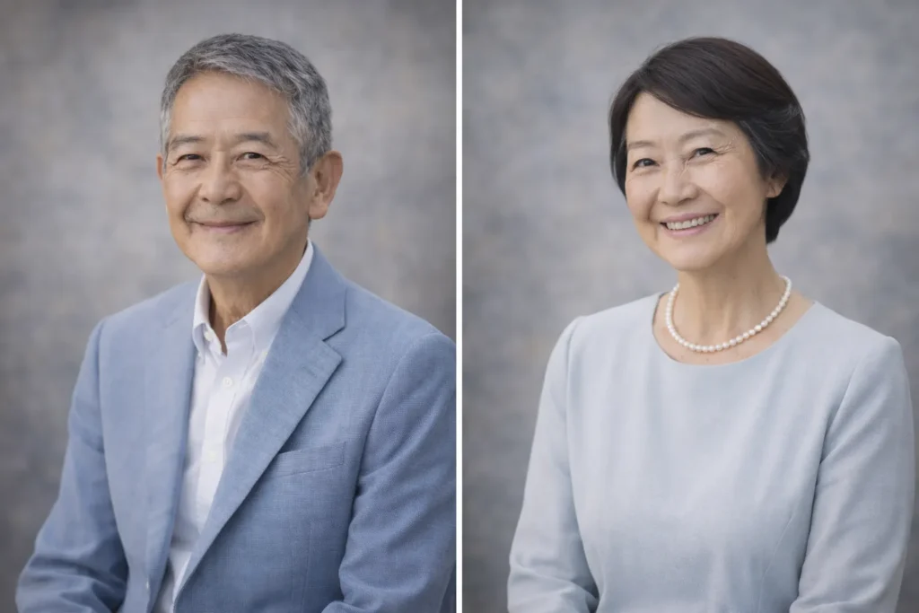 還暦を迎えた男性または女性の落ち着いた雰囲気のポートレート写真