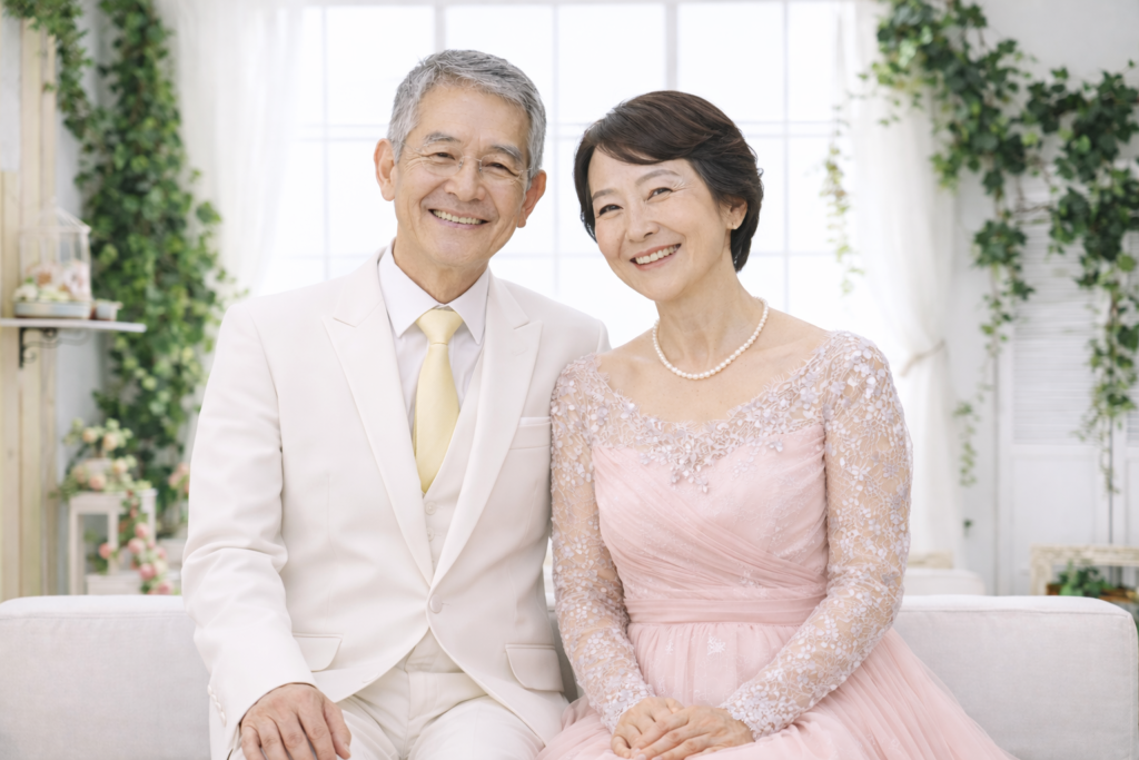 赤いちゃんちゃんこを着ていない還暦記念写真