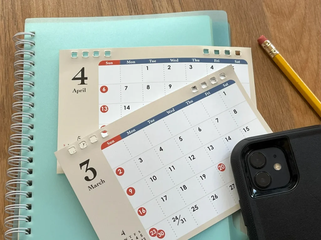 春は七五三撮影の予約が取りやすいカレンダーイメージ