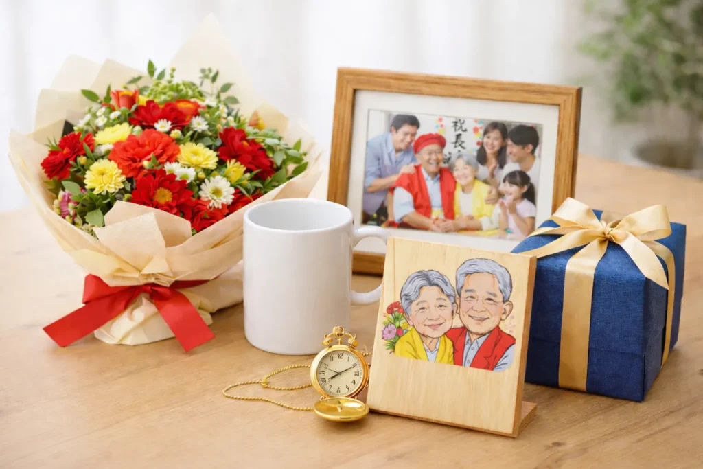 長寿祝い プレゼント 花束と記念品