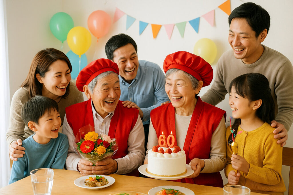 長寿祝いをする家族