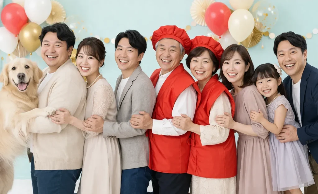 家族で撮った還暦の記念写真