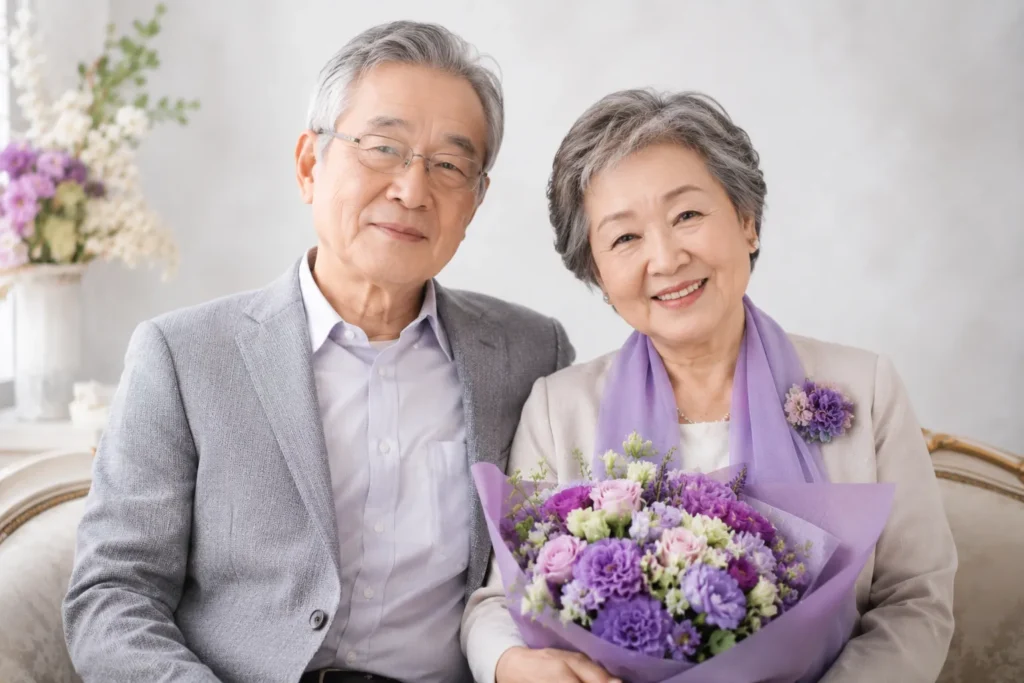 喜寿祝いで撮影したご夫婦の記念写真