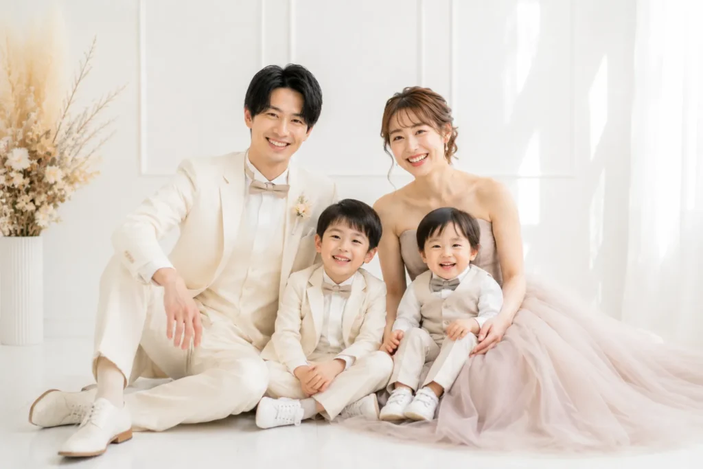 結婚5周年に家族で撮影する記念写真