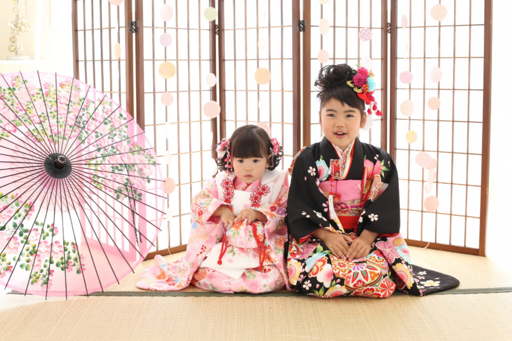 姉妹の七五三写真撮影風景