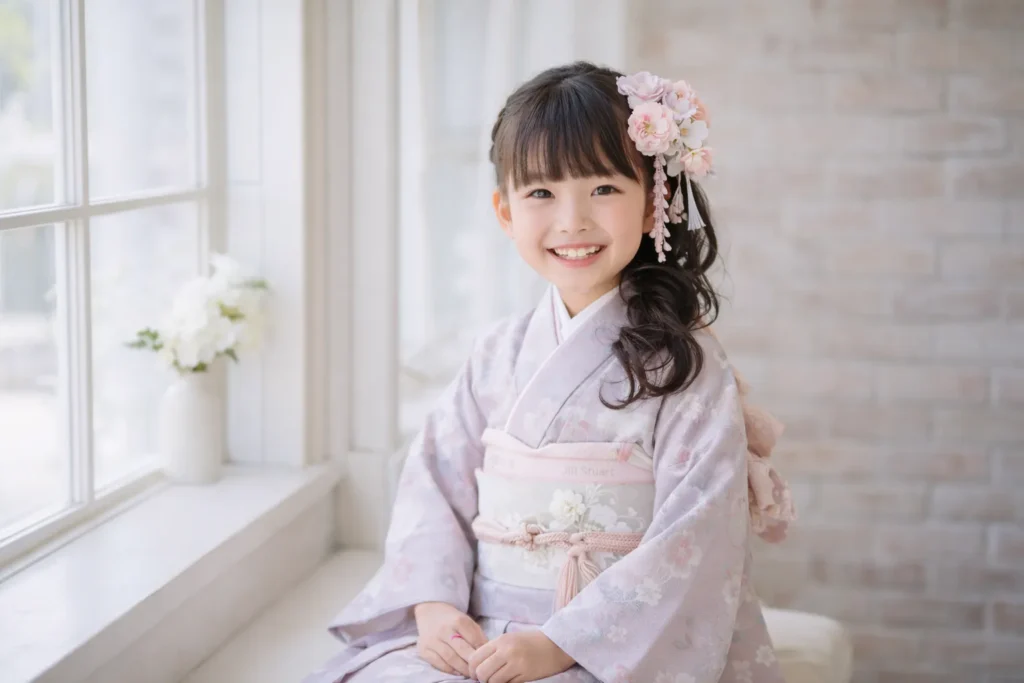 七五三 7歳 女の子 着物 スタジオ撮影