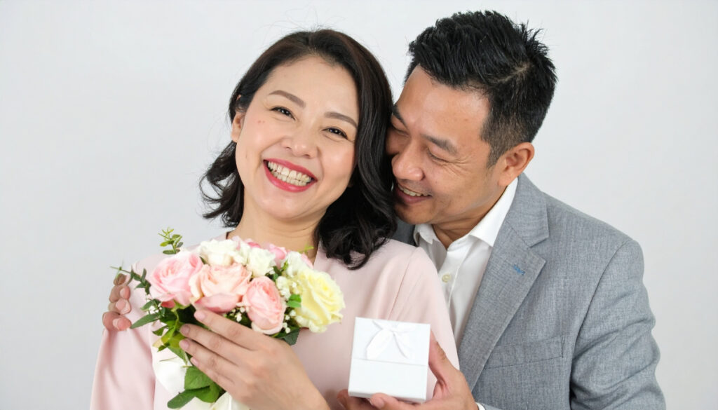サプライズする夫婦のイメージ