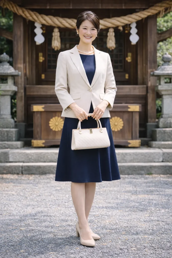 七五三でワンピースを着た母親のイメージ写真