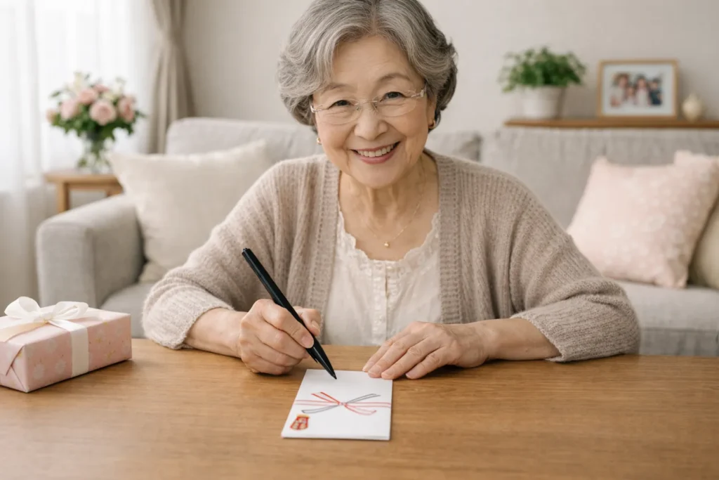 七五三のお祝いを用意するおばあちゃん