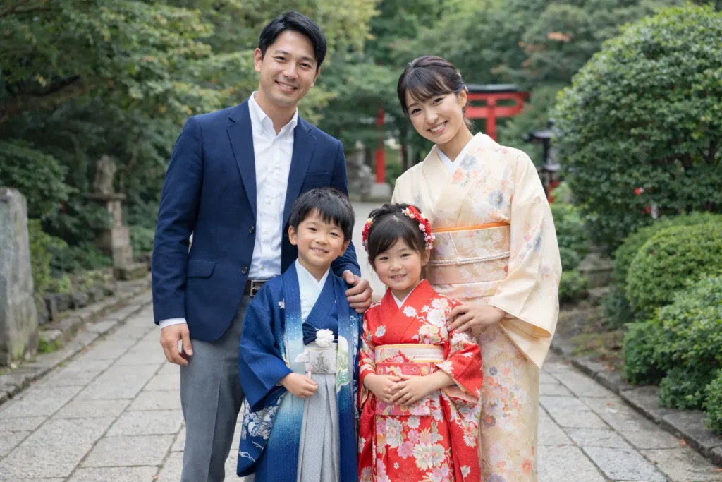 七五三 父親 服装 スーツ以外 ジャケット 家族写真 コーデ例