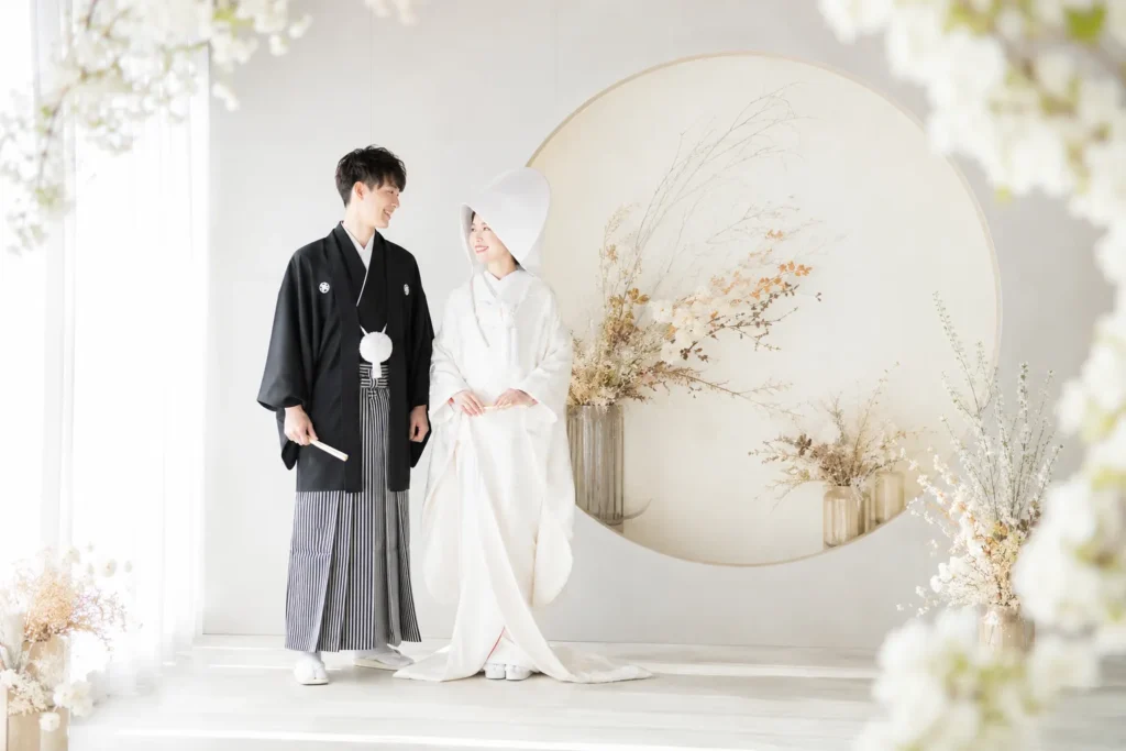 白無垢で撮影した和装フォトウエディングの結婚写真