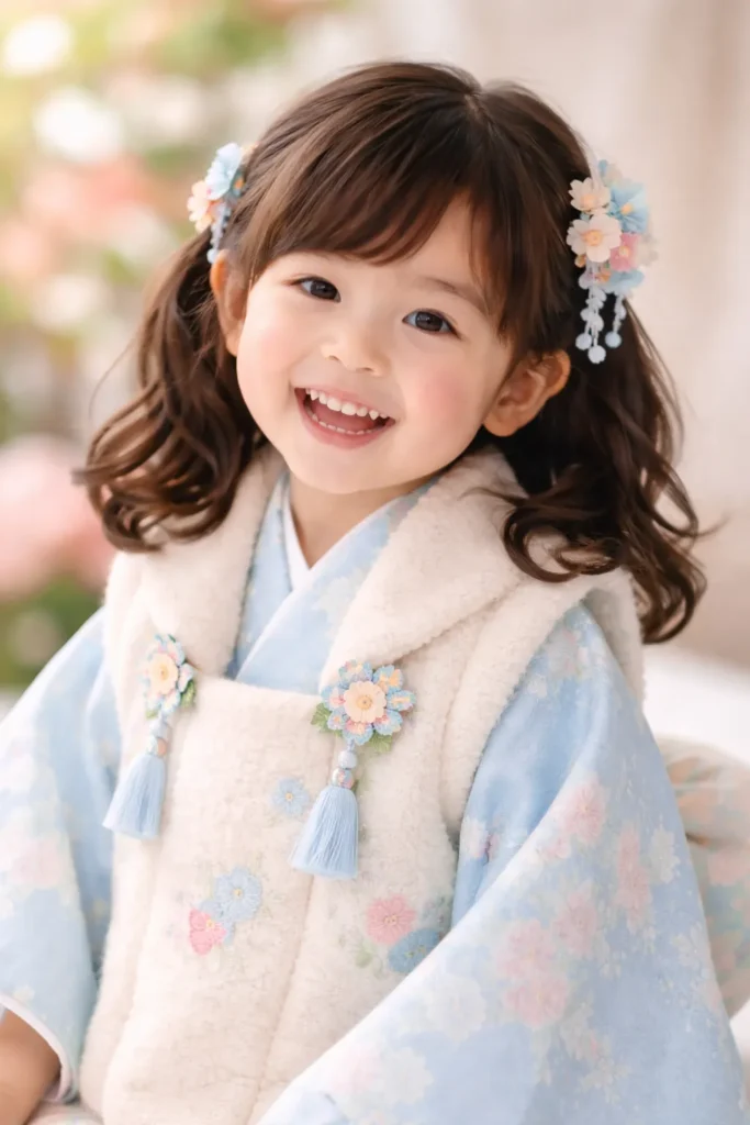 ミディアムヘアの3歳女の子の七五三髪型