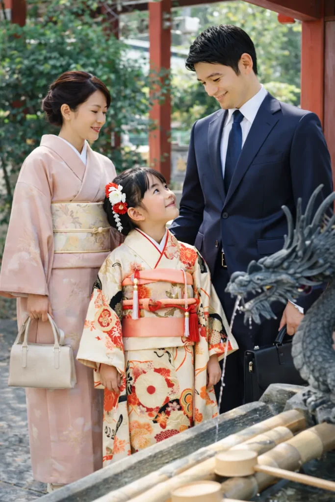 光沢のあるスーツ、いかにも仕事用と分かる服装の父