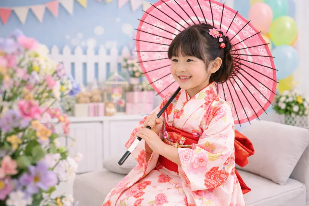 七五三の前撮りでゆったり撮影を楽しむお子さまの写真