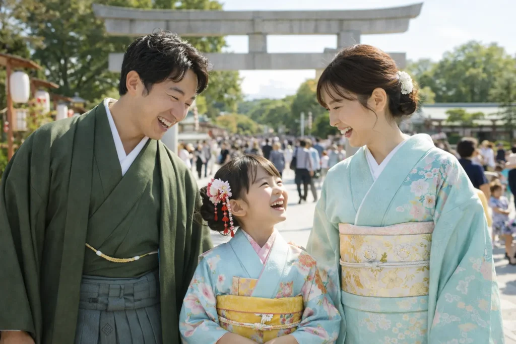 七五三 神社 お参り 家族