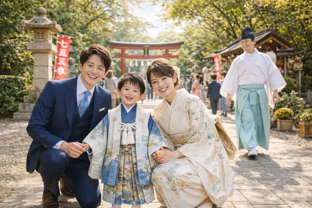 七五三 男の子 家族写真 コーデバランス例