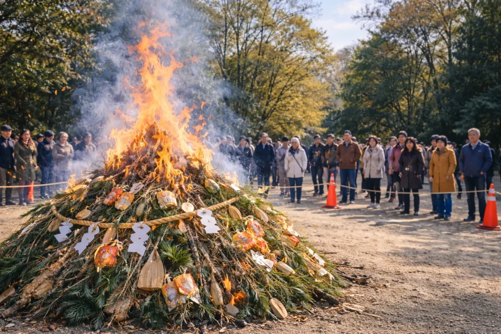 どんど焼きの様子