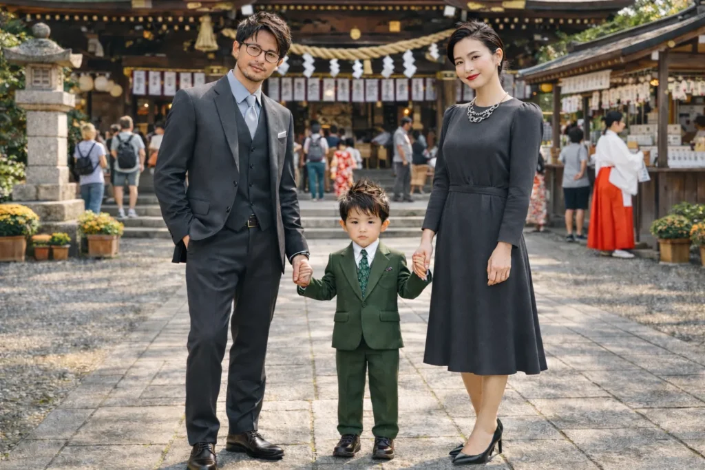 七五三 男の子 家族写真 コーデバランス例