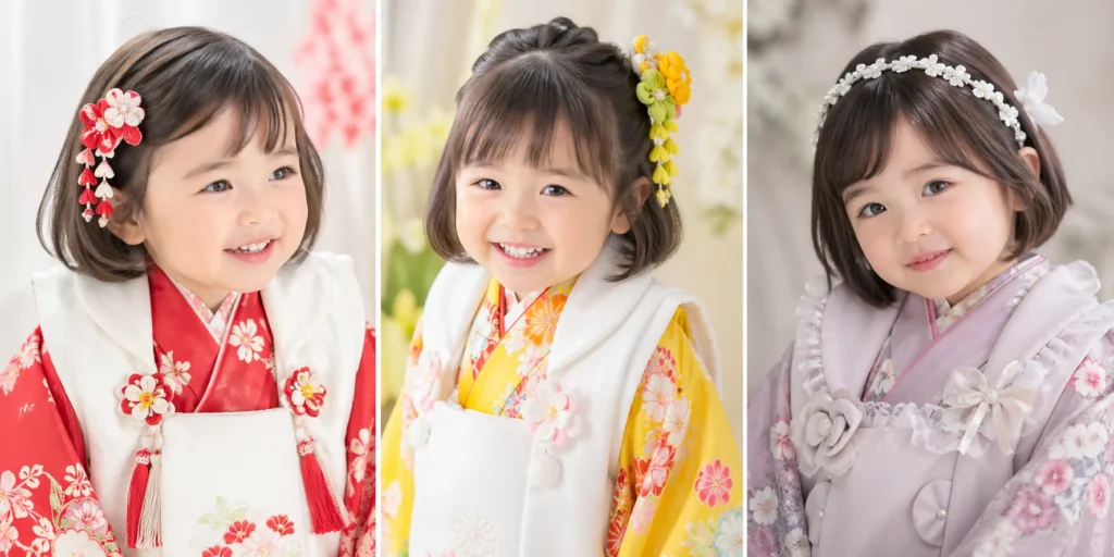 3歳のボブヘアアレンジの例