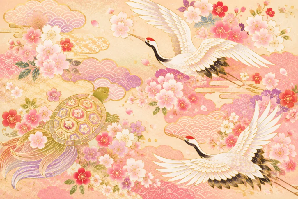 鶴と亀の吉祥文様