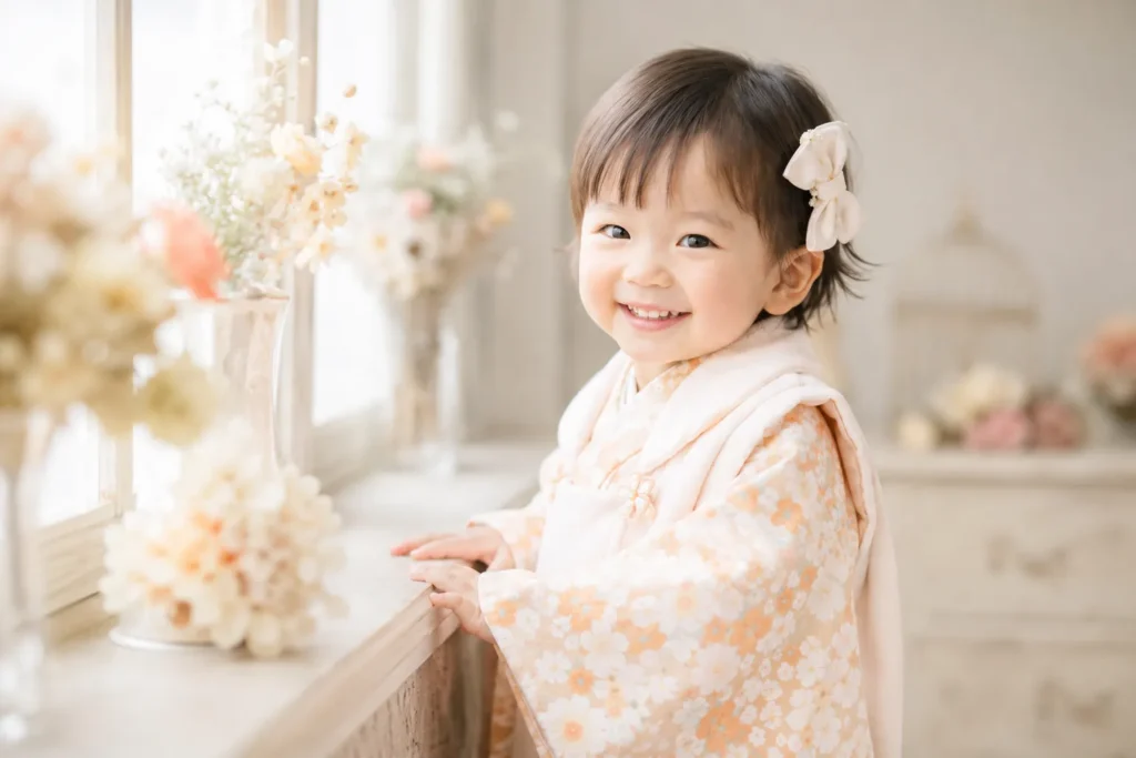 ショートヘアの3歳女の子の七五三髪型